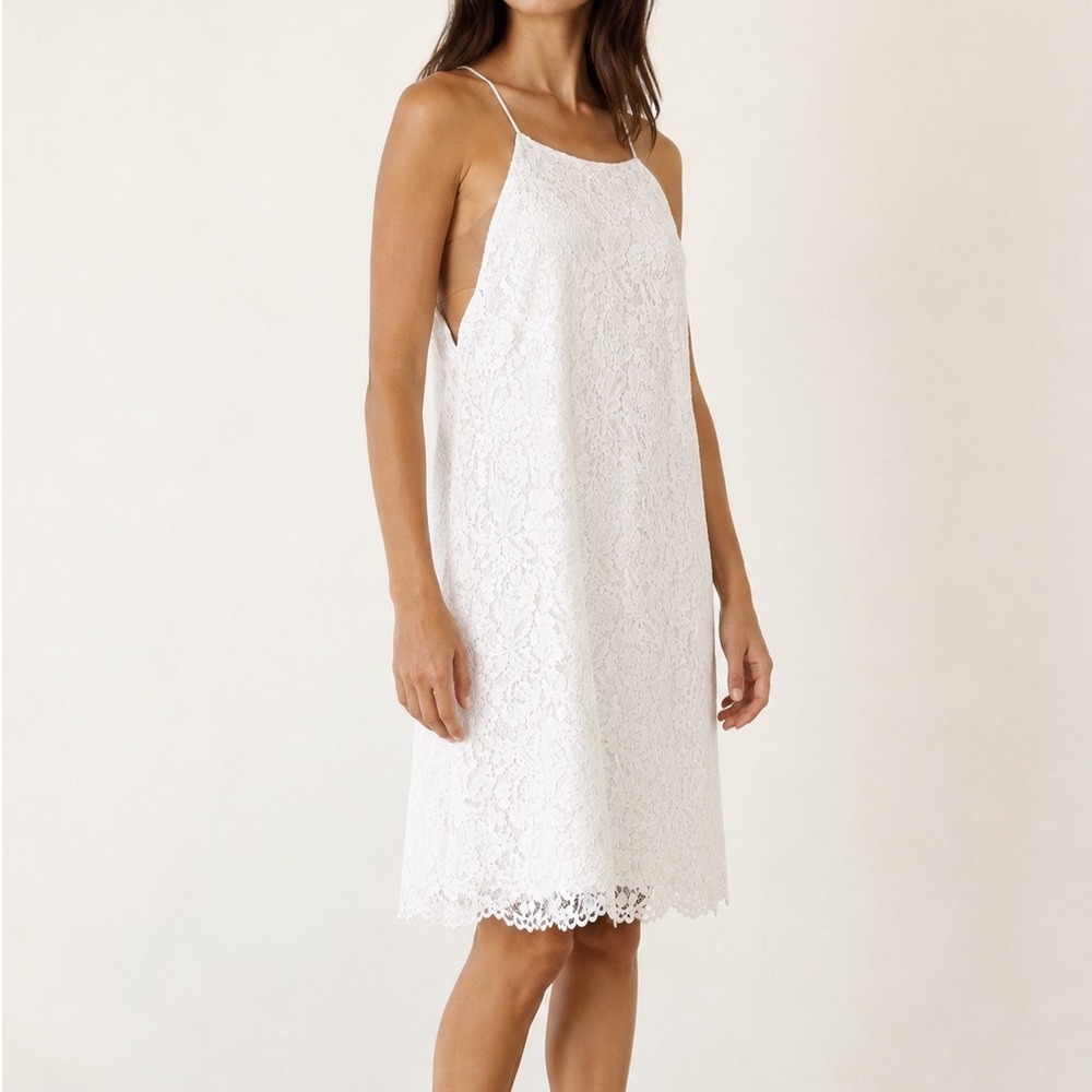 Le Kate Lace Shift Short Dress Womens Coquette Romantic L White Preppy